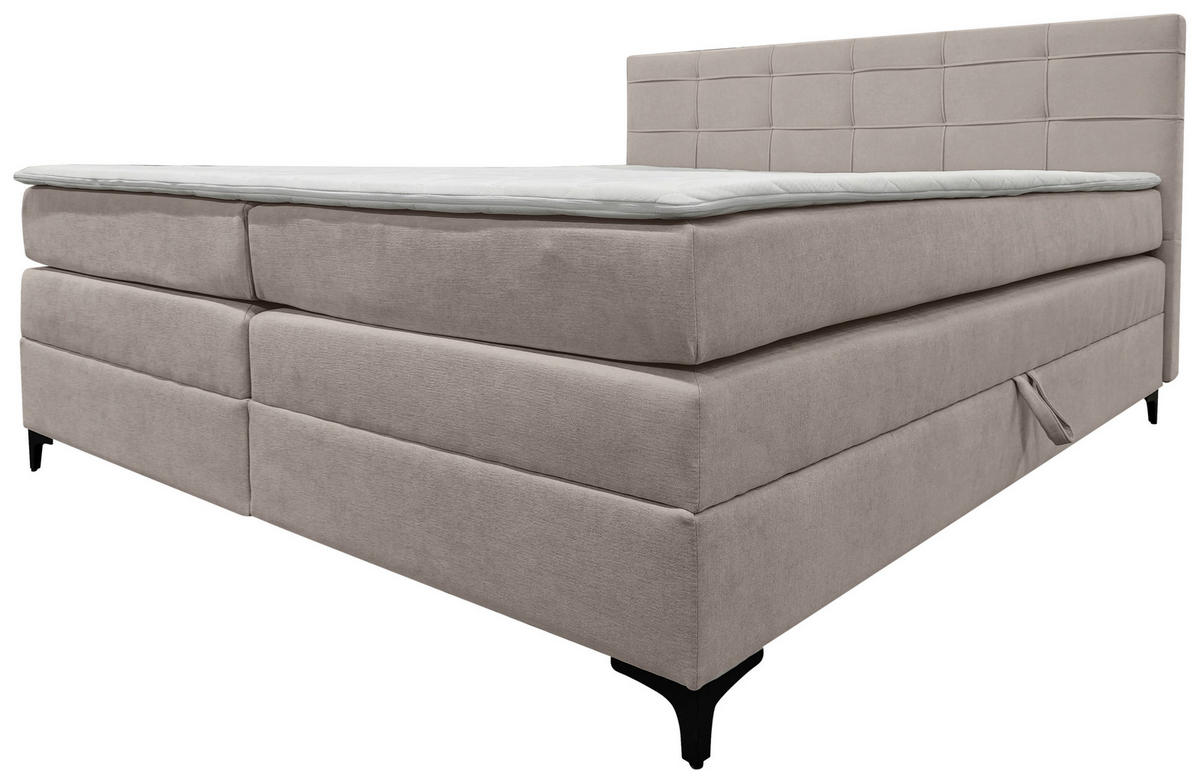 BOXSPRINGBETT 160/200 cm,  in Lavagrau, H3 = fest  - Lavagrau/Schwarz, KONVENTIONELL, Kunststoff/Textil (160/200cm)