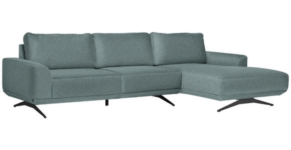 ECKSOFA in Webstoff Hellblau  - Schwarz/Hellblau, Design, Textil/Metall (320/172cm) - Valnatura