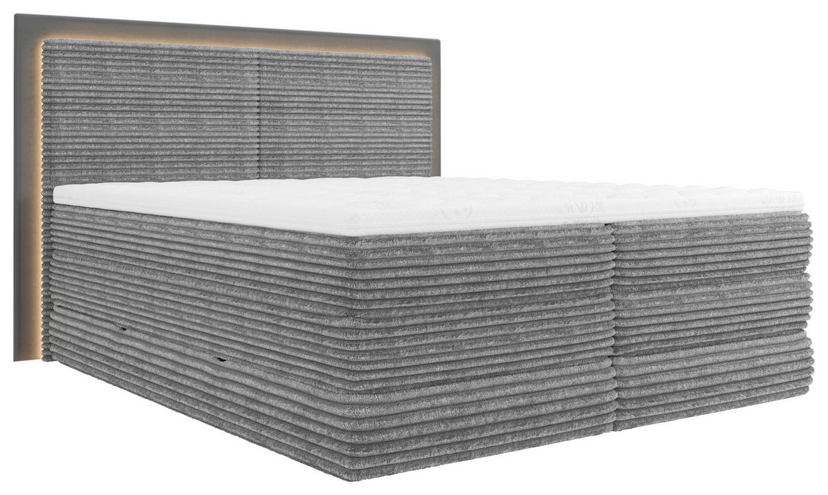BOXSPRINGBETT 180/200 cm  in Grau  - Schwarz/Grau, Trend, Holz/Holzwerkstoff (180/200cm) - Boxxx
