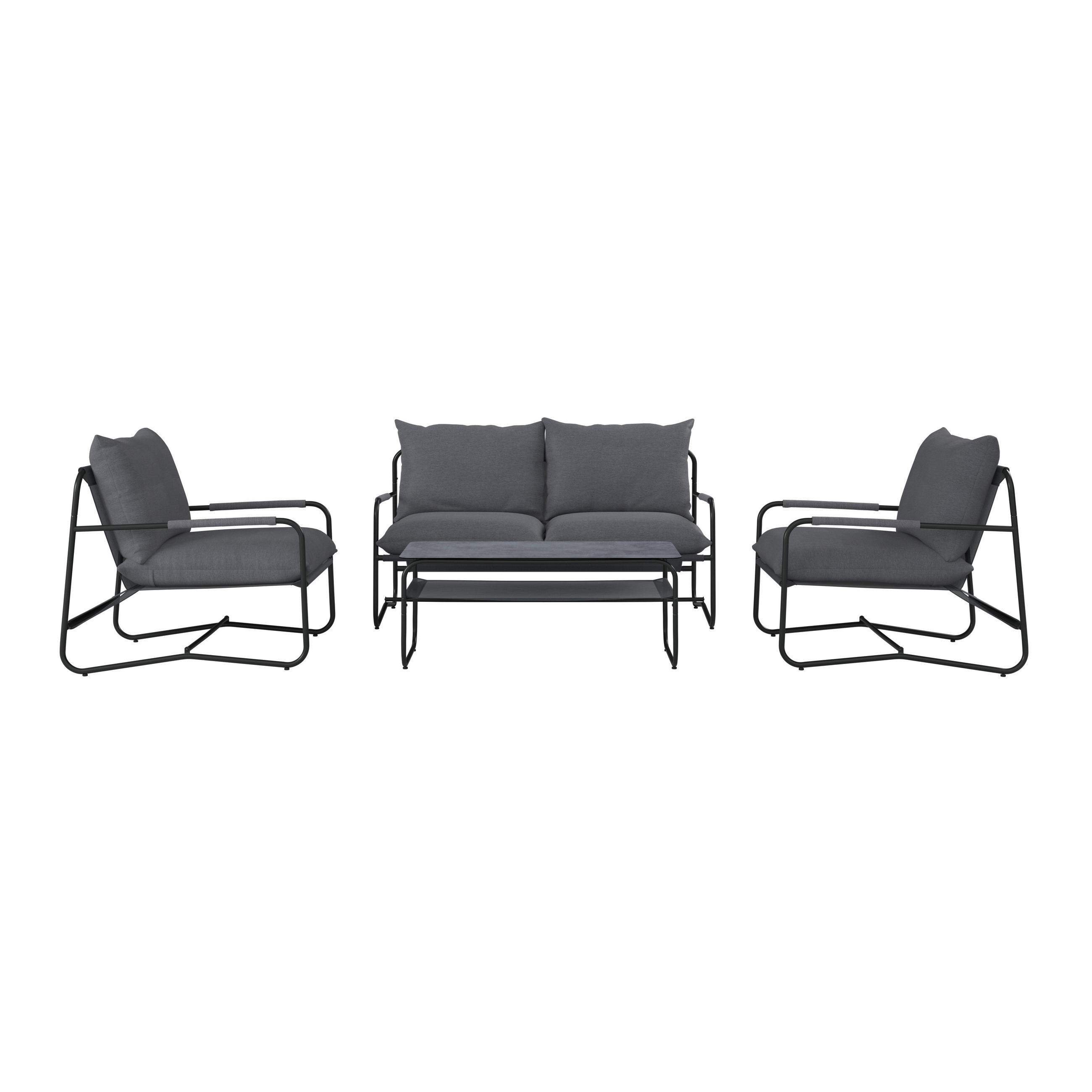 KERTI BÚTORSZETT  - antracit/szürke, Design, Üveg/textil - Ambia Garden