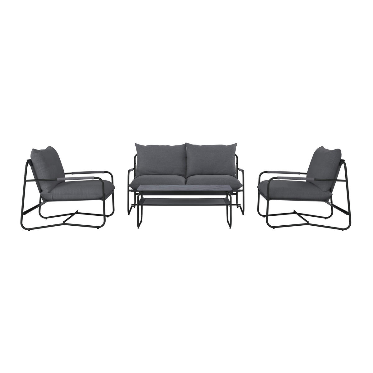 GARTENSET Webstoff Eisen  - Anthrazit/Grau, Design, Glas/Textil - Ambia Garden