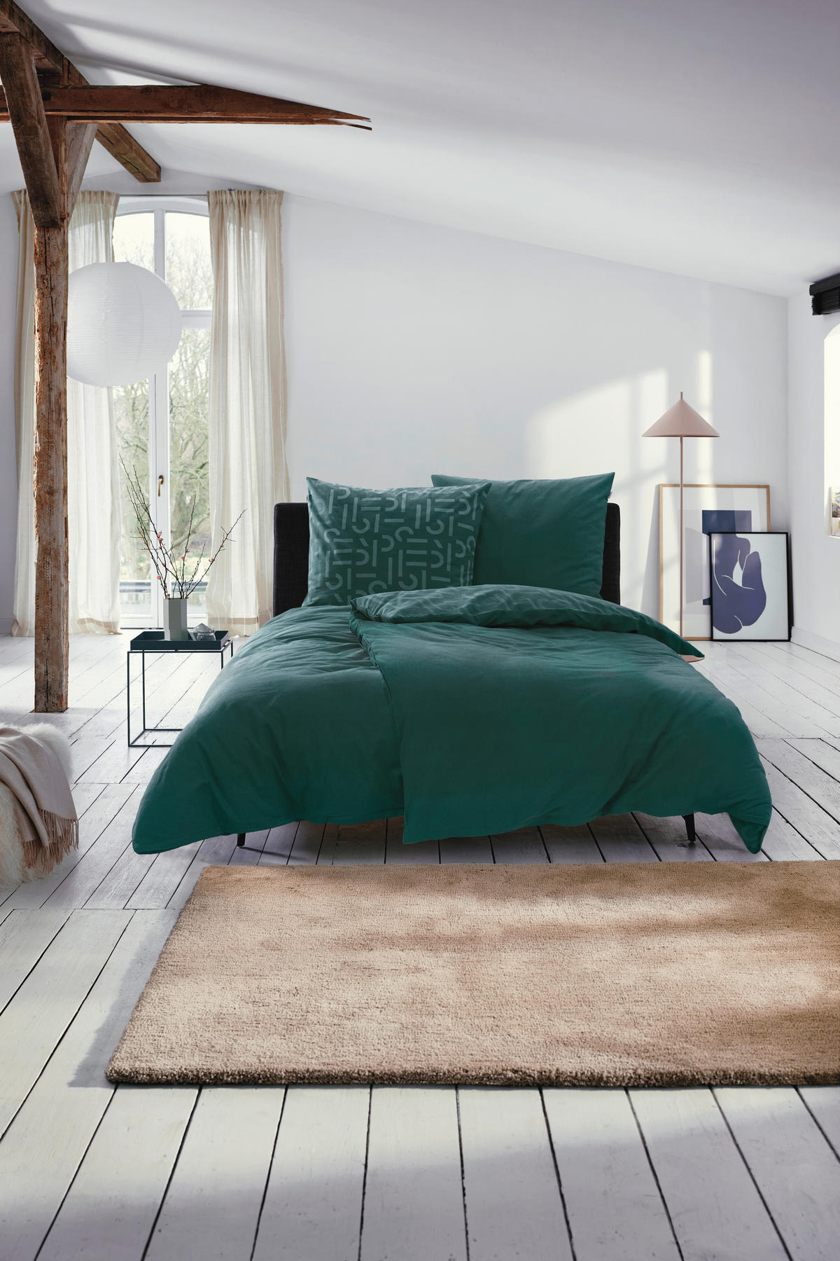 WENDEBETTWÄSCHE E-Scatter Big Flanell 135/200 cm  - Dunkelgrün/Grün, Basics, Textil (135/200cm) - Esprit