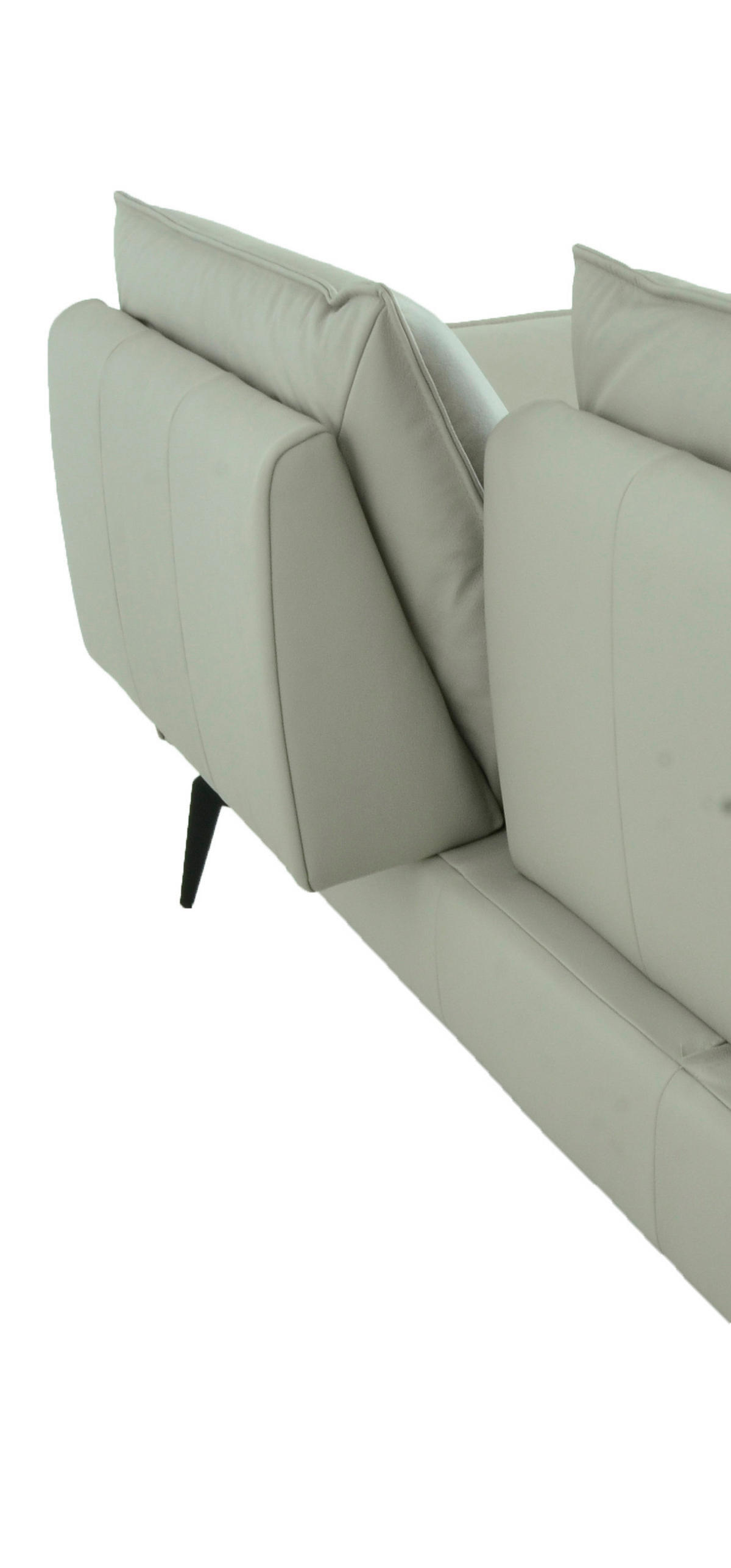 ECKSOFA Hellgrau Echtleder  - Hellgrau/Schwarz, LIFESTYLE, Leder/Metall (168/260cm) - Moderano