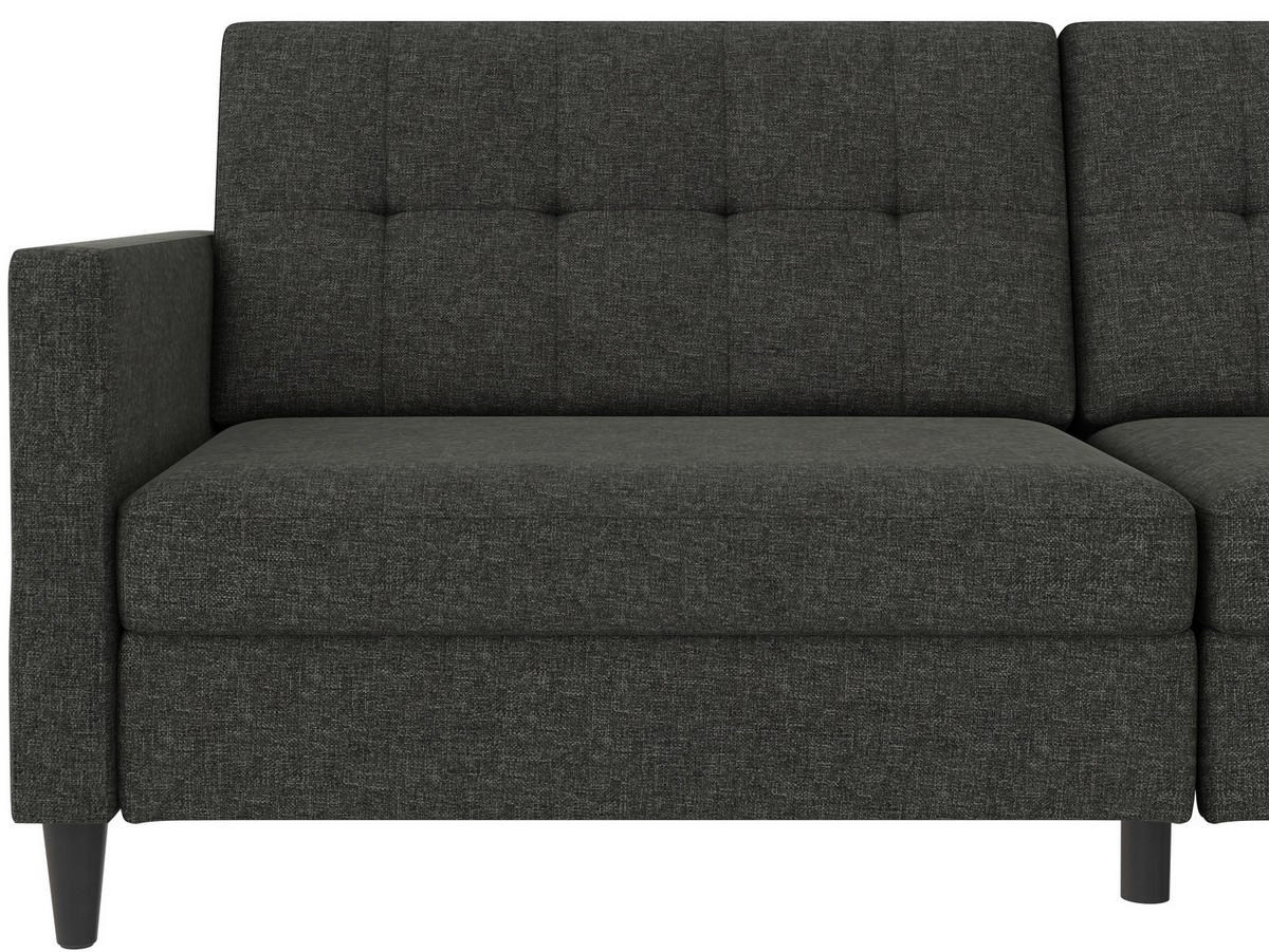 SCHLAFSOFA HANNOVER in Webstoff, Leinenoptik Anthrazit Vintage, Skandinavisch, Modern  - Anthrazit/Schwarz, Basics, Kunststoff/Textil (203/82/83cm) - Livetastic
