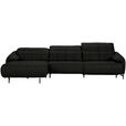 ECKSOFA in Echtleder Dunkelgrau  165/313 cm  - Dunkelgrau/Schwarz, Design, Leder/Metall (165/313cm) - Emilio Belluti