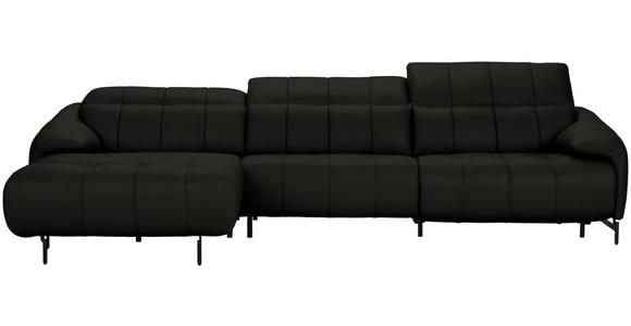 ECKSOFA in Echtleder Dunkelgrau 165/313 cm - Dunkelgrau/Schwarz, Design, Leder/Metall (165/313cm) - Emilio Belluti