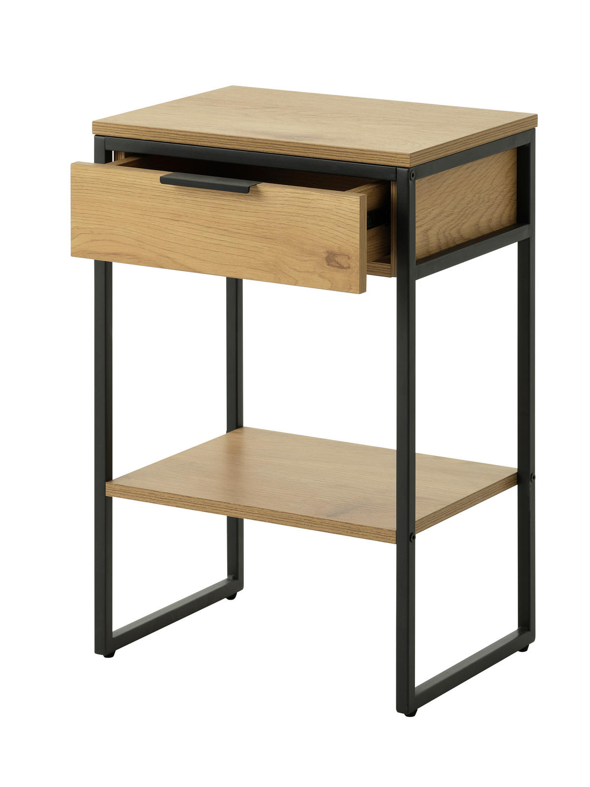 NACHTSCHRANK 30/60/40 cm  - Eichefarben/Schwarz, Basics, Holzwerkstoff/Metall (30/60/40cm) - Xora