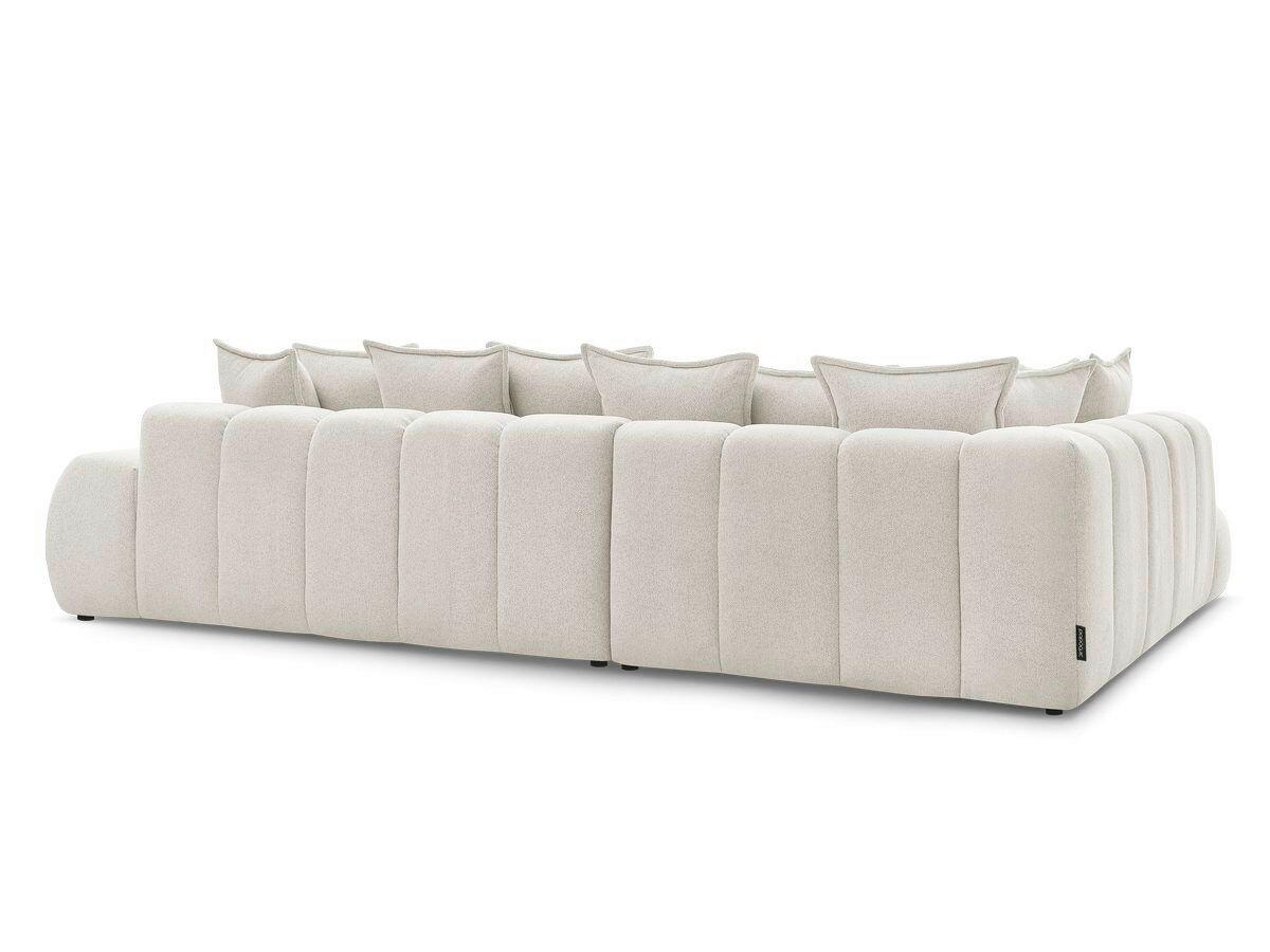 ECKSOFA Ottomane links  EVEREST Weiß Flachgewebe  - Schwarz/Weiß, MODERN, Kunststoff/Textil (210/352cm) - Livetastic
