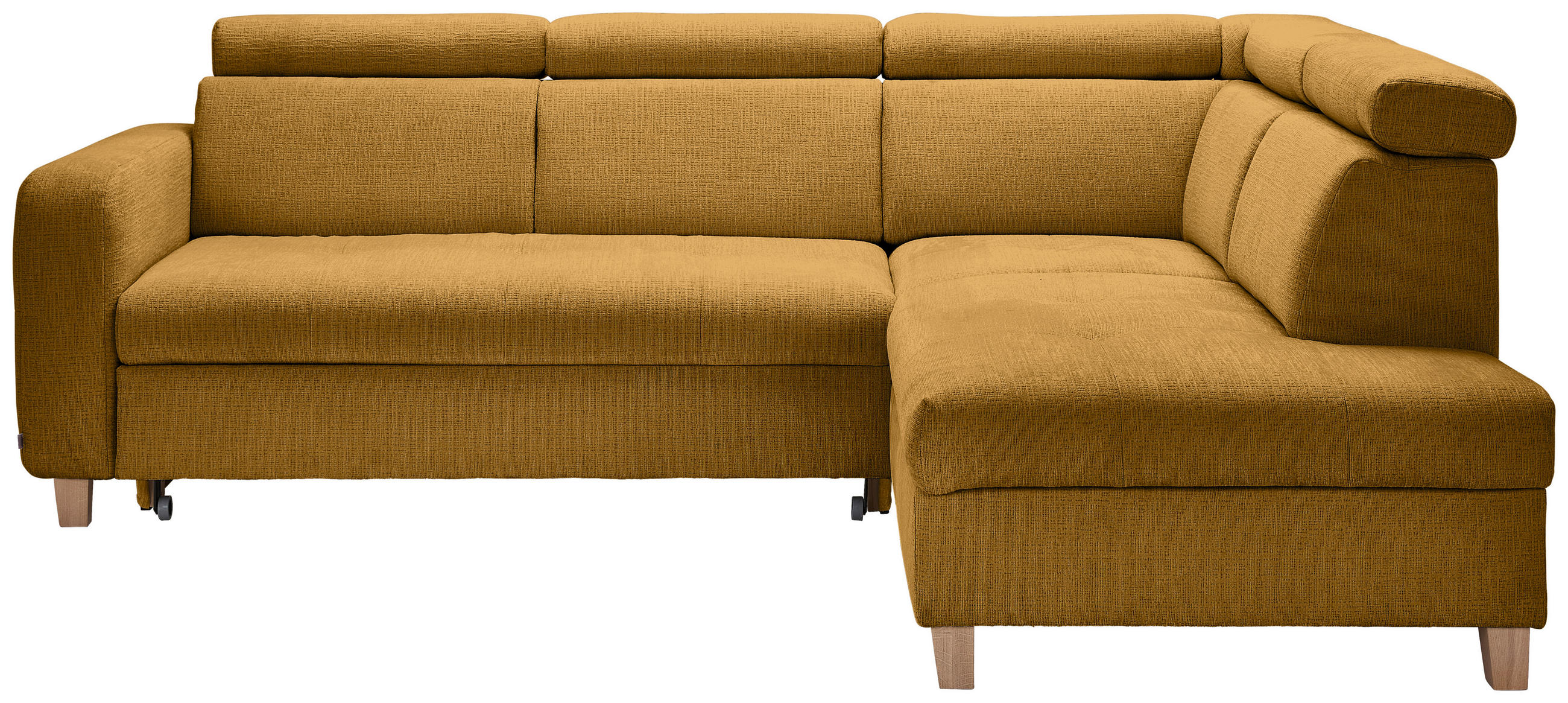 ECKSOFA inkl. Funktionen Senfgelb Samt  - Senfgelb/Bronzefarben, Design, Holz/Textil (261/206cm) - Venda