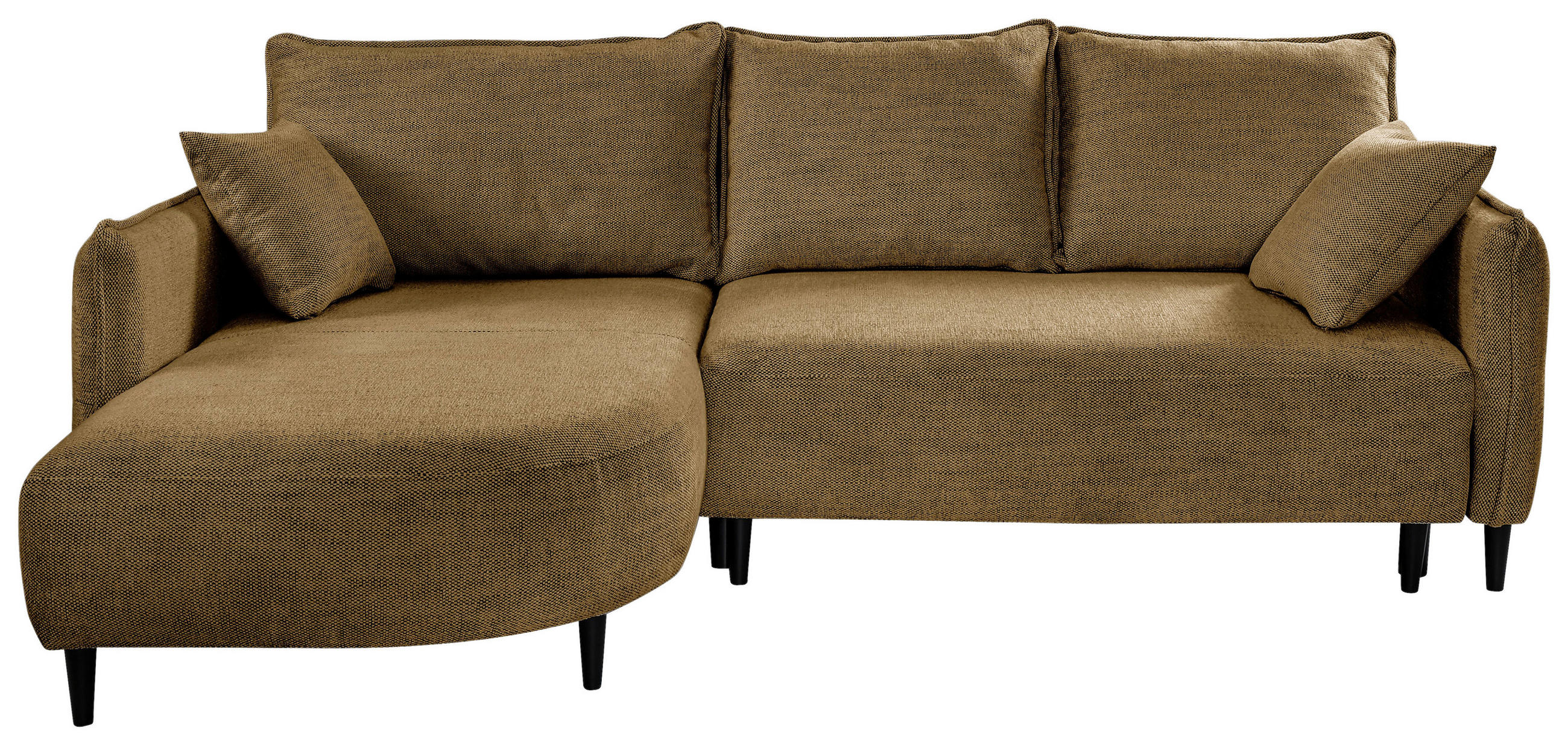 ECKSOFA in Struktur Goldfarben  - Goldfarben/Schwarz, Design, Holz/Textil (165/244cm) - MID.YOU