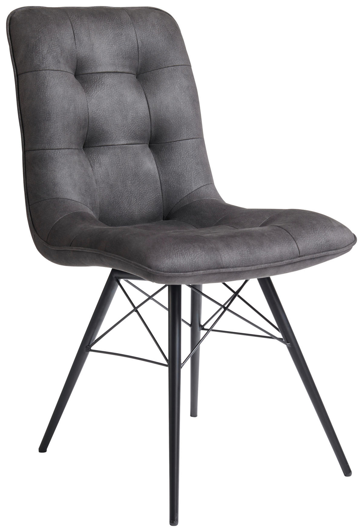 STUHL Mikrofaser Dunkelgrau  - Dunkelgrau/Schwarz, Design, Textil/Metall (48/88/62cm) - Hom`in