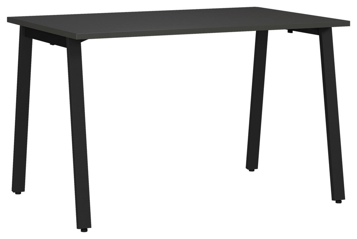 SCHREIBTISCH 120/80/75 cm, Graphitfarben, Schwarz, in verschiedenen Holz-Dekoren erhältlich, justierbare Füße  - Graphitfarben/Schwarz, MODERN, Holzwerkstoff/Metall (120/80/75cm) - Novel