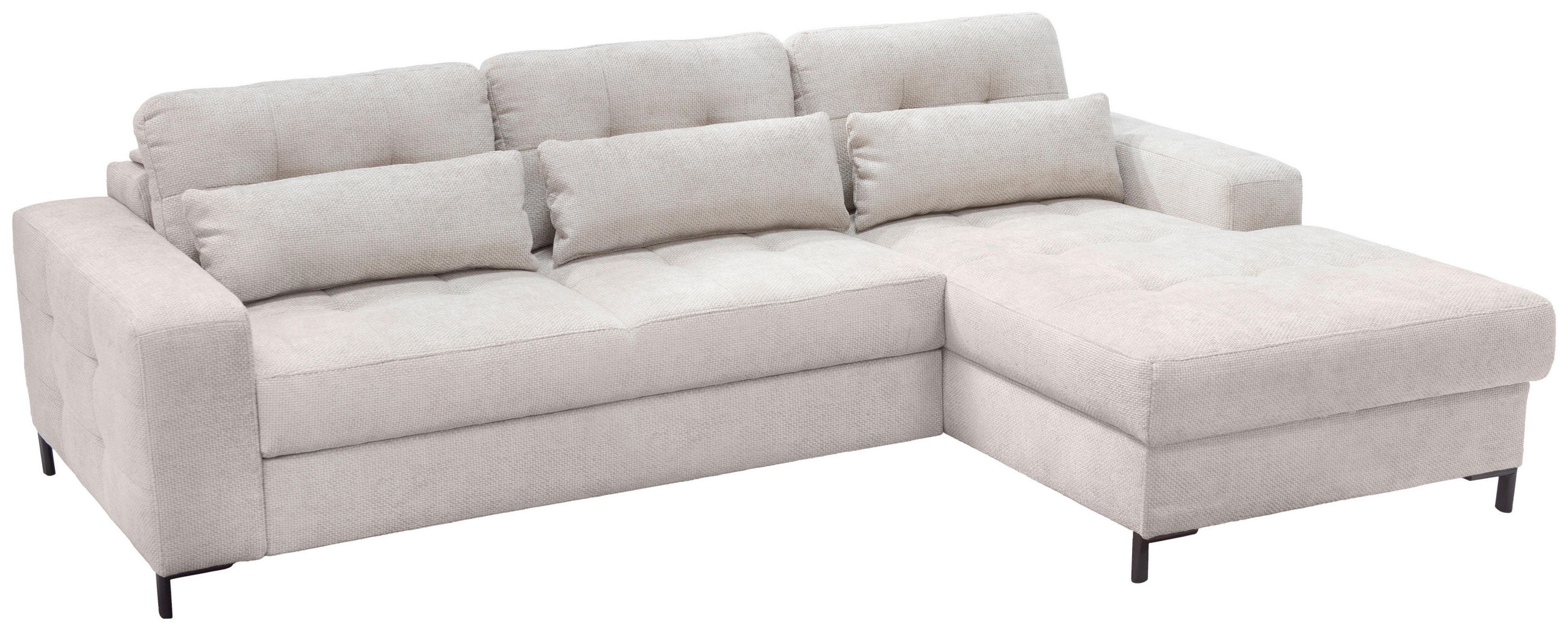 ECKSOFA in Struktur Beige  - Beige/Schwarz, Design, Textil/Metall (255/176cm) - Livetastic