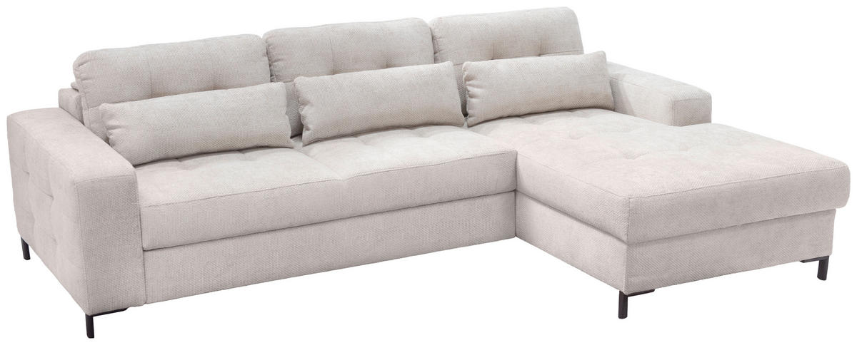 ECKSOFA in Struktur Beige  - Beige/Schwarz, Design, Textil/Metall (255/176cm) - Livetastic