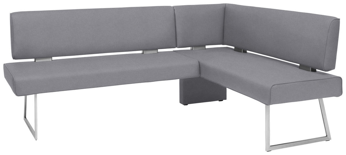 ECKBANK 196/160 cm  in Edelstahlfarben, Graublau  - Edelstahlfarben/Graublau, Design, Textil/Metall (196/160cm) - Dieter Knoll