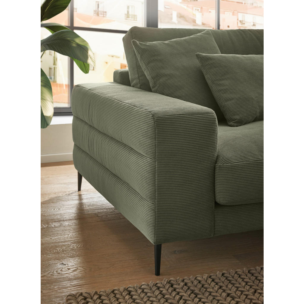 Thumbnail - Dieter Knoll Ecksofa, Gelb, Grün, Textil, 3-Sitzer, Ottomane rechts, L-Form, 253x177 cm, Typenauswahl, Fußauswahl, Stoff...