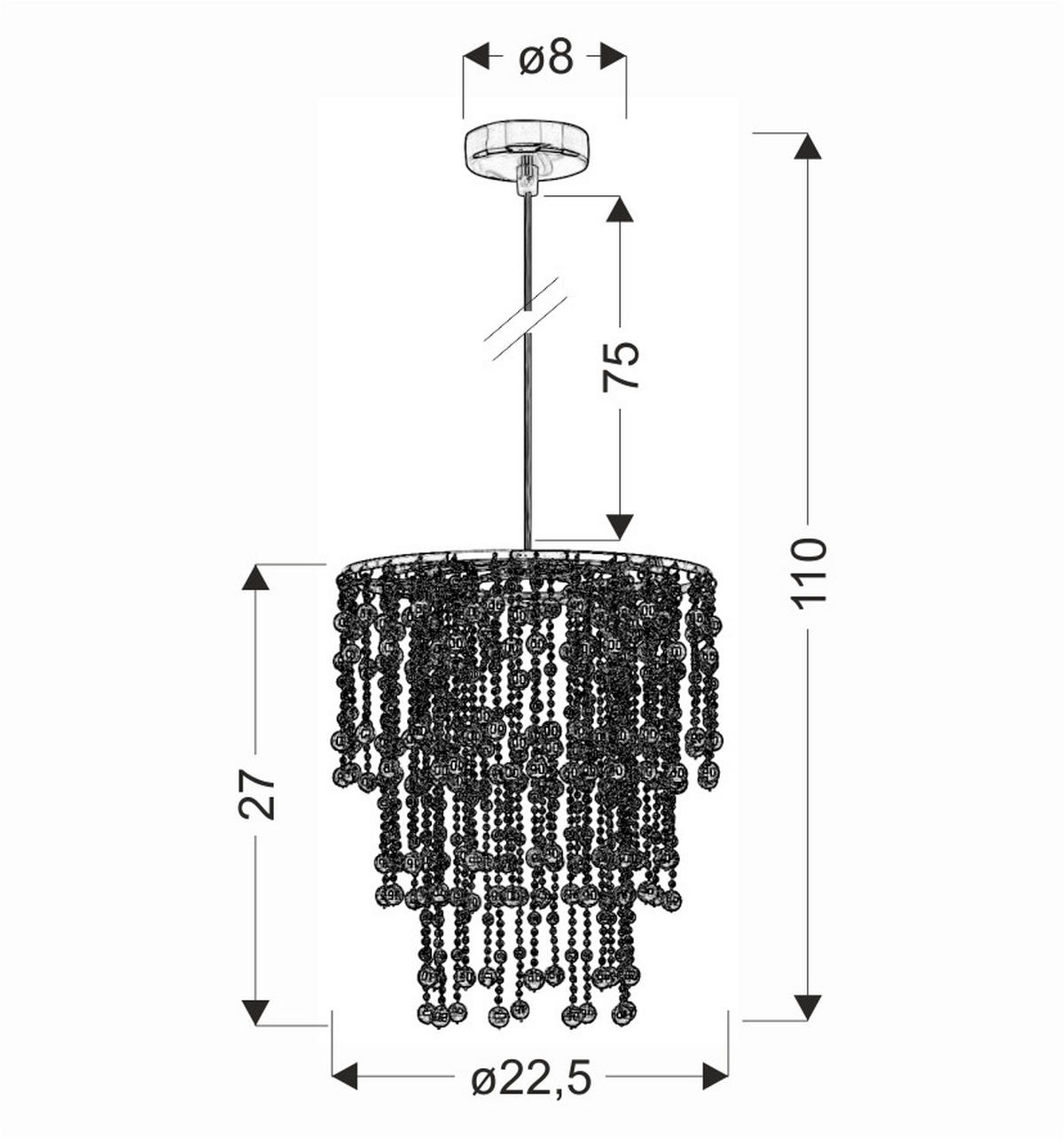 HÄNGELEUCHTE 22.5/22.5/110 cm   - Chromfarben, KONVENTIONELL, Metall (22.5/22.5/110cm)