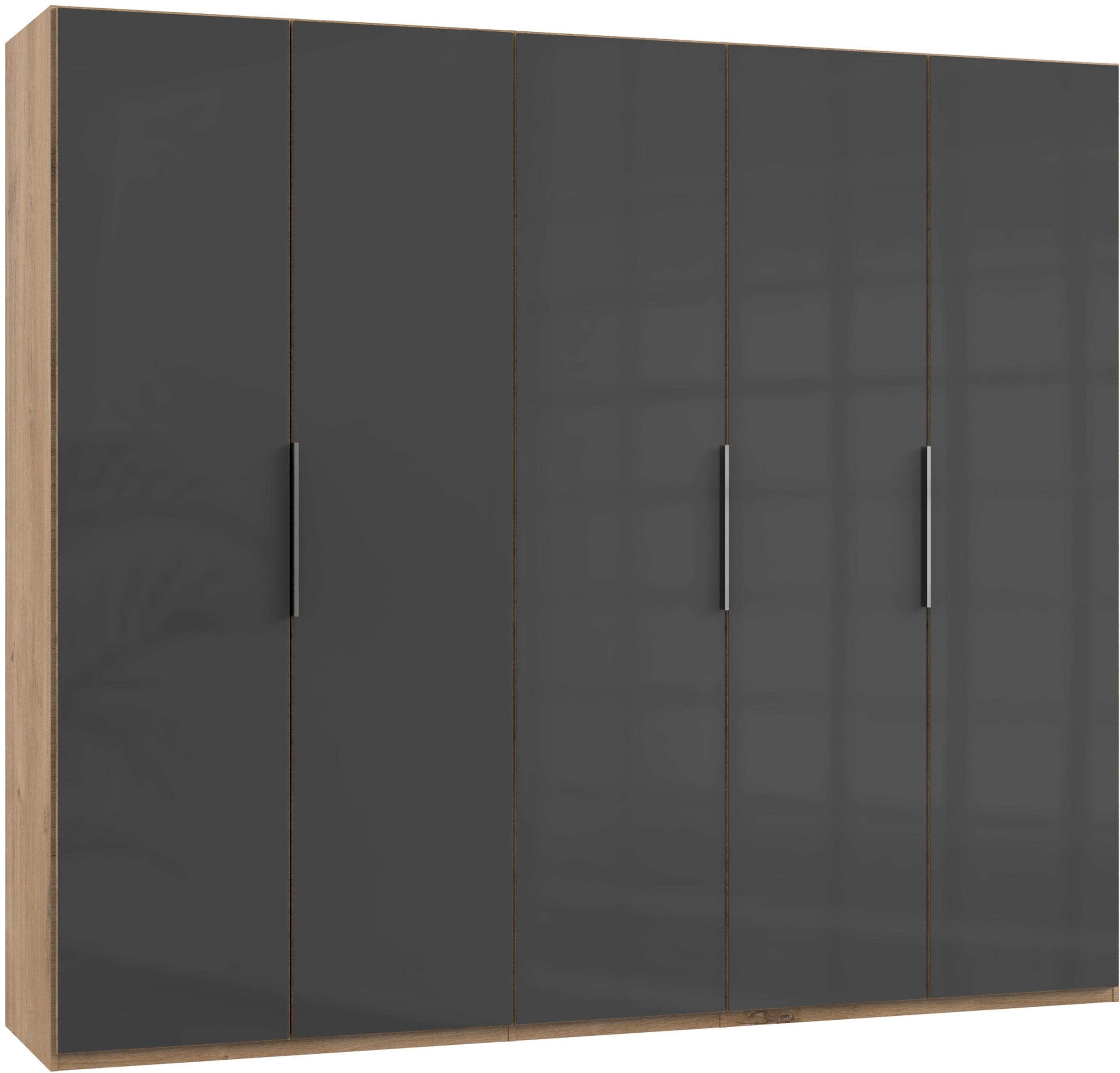 DREHTÜRENSCHRANK in Grau, Eichefarben  - Chromfarben/Eichefarben, Modern, Glas/Holzwerkstoff (250/216/58cm) - MID.YOU