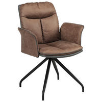 ARMLEHNSTUHL  in Eisen Lederlook, Mikrofaser  - Schwarz/Braun, Design, Textil/Metall (63,5/87,5/68,5cm) - Hom`in
