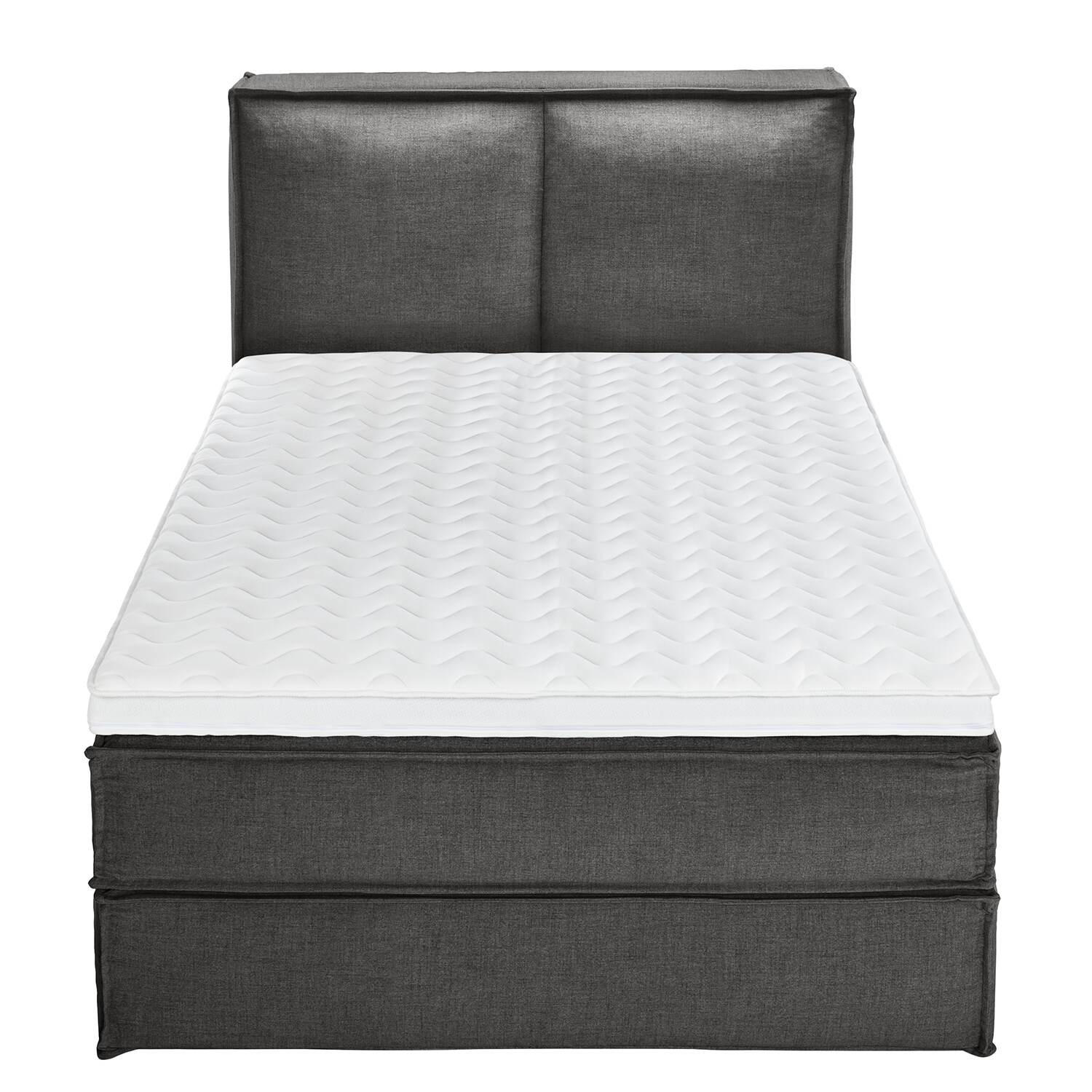 BOXSPRINGBETT 140/220 cm  in Anthrazit  - Anthrazit/Schwarz, Design, Kunststoff/Textil (140/220cm) - home24