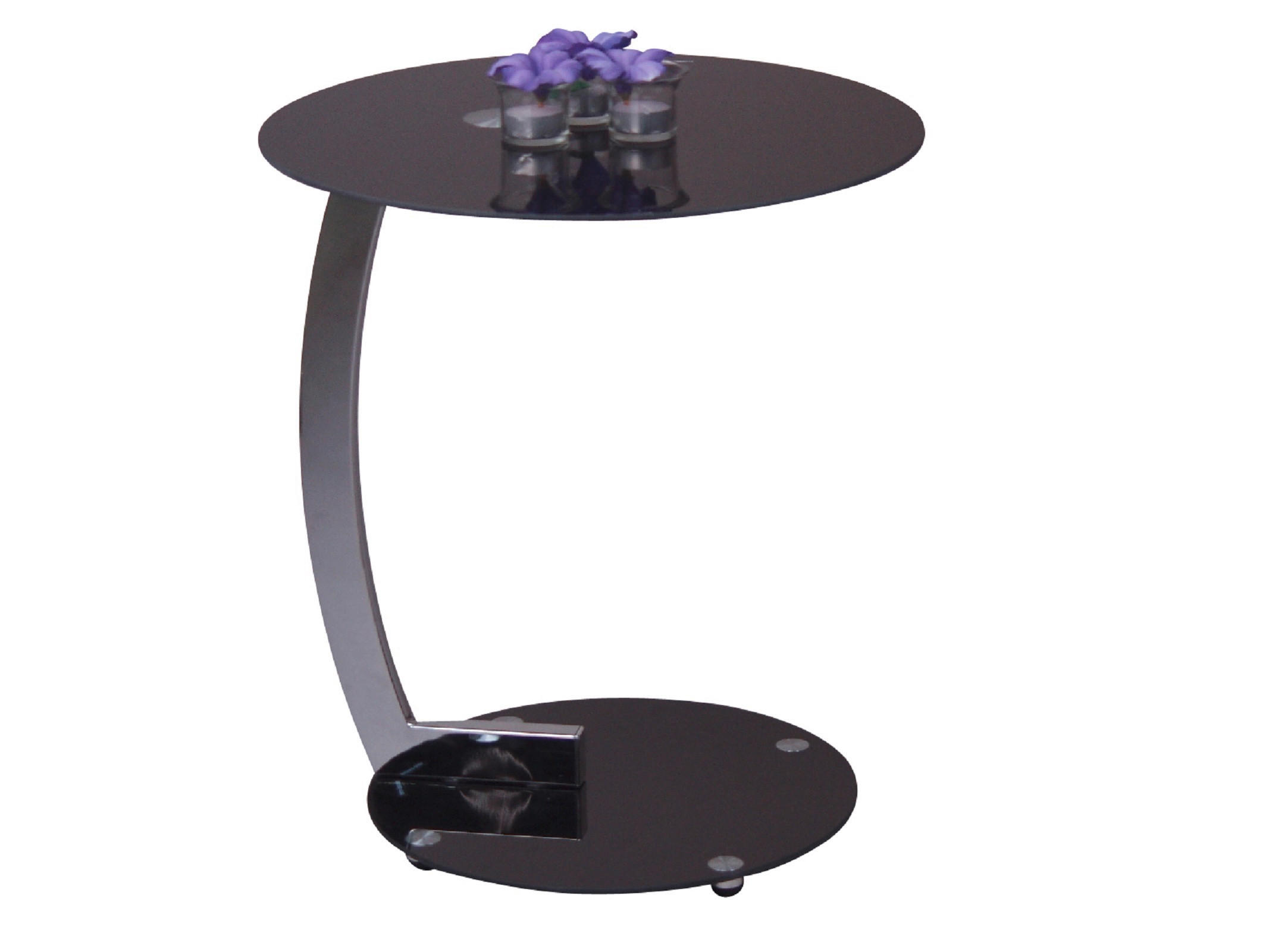 BEISTELLTISCH 45/45/52 cm Schwarz, Chromfarben rund  - Chromfarben/Schwarz, Design, Glas/Metall (45/45/52cm) - MID.YOU