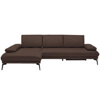 ECKSOFA in Echtleder Braun  - Schwarz/Braun, Design, Leder/Metall (187/273cm) - Celina Home