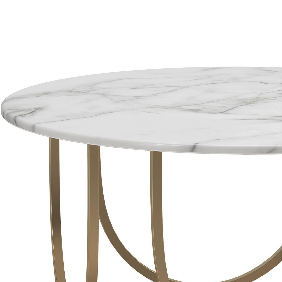 COUCHTISCH Gwyneth 79/79/40 cm rund Weiß, Goldfarben  - Goldfarben/Weiß, Design, Holzwerkstoff/Metall (79/79/40cm) - MID.YOU