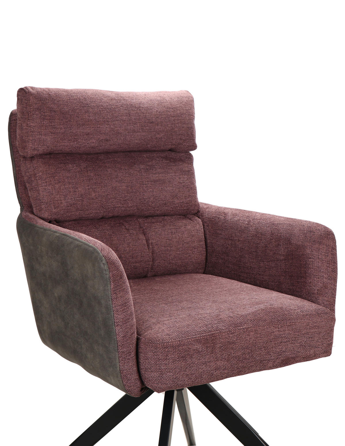 ARMLEHNSTUHL  in Eisen Leinenoptik  - Anthrazit/Lila, Design, Textil/Metall (60/91/67cm) - Novel