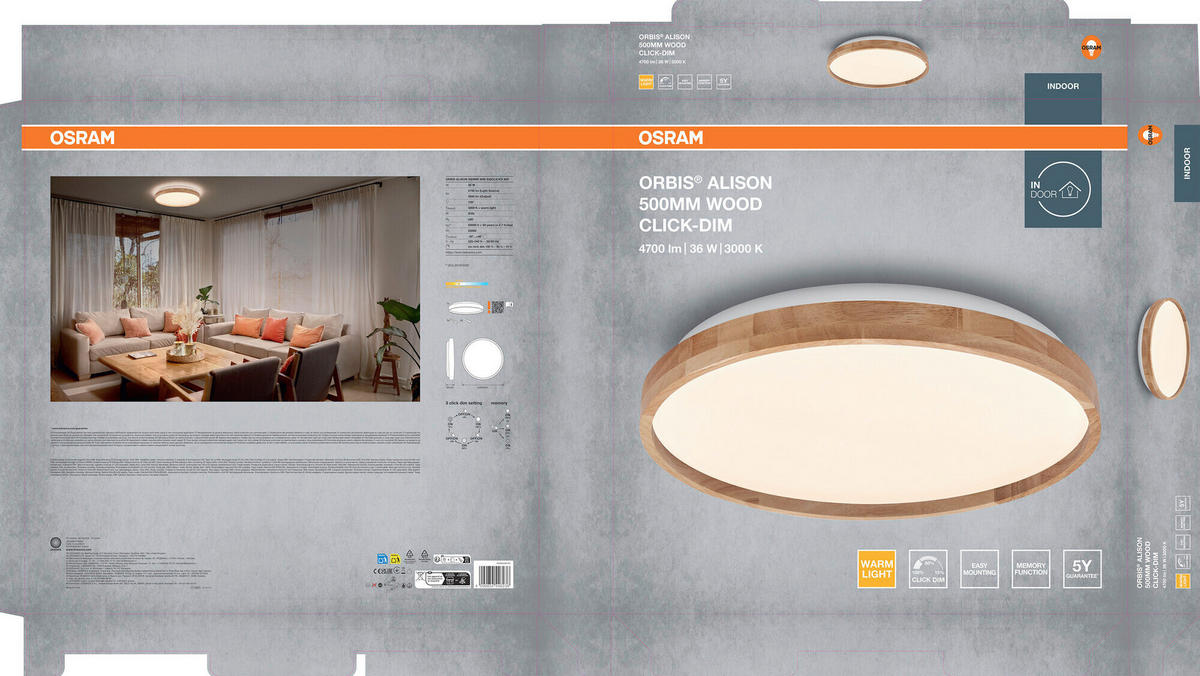 LED-DECKENLEUCHTE 50/6.5 cm   - Basics, Metall (50/6.5cm) - Osram