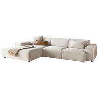 ECKSOFA Weiß Cord  - Schwarz/Weiß, Design, Kunststoff/Textil (189/299cm) - Pure Home Lifestyle