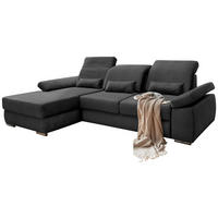 ECKSOFA Anthrazit Velours  - Chromfarben/Anthrazit, MODERN, Holz/Textil (188/295cm) - Livetastic