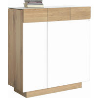 SCHUHSCHRANK Wildeiche massiv Eichefarben, Beige  - Eichefarben/Beige, Design, Glas/Holz (96/106/42,5cm) - Voglauer