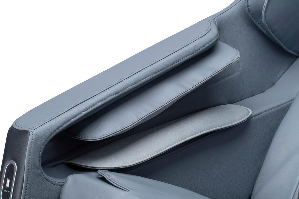 MASSAGESESSEL Fixed po Series  mit Lederlook Grau, Schwarz Relaxfunktion, Liegefunktion, Netzbetrieb, Massagefunktion, USB-Anschluss, ausziehbare Fußstütze, automatische Rückholfunktion, Bluetooth-Lautsprecher, inklusive Armlehnen, Nackenkissen abnehmbar Rückenkissen, Nackenstütze, Sitzkissen, Relaxfunktion, Fußteilverstellung, Nackenkissen  - Schwarz/Grau, KONVENTIONELL, Kunststoff/Textil (136/74,5/104,6cm) - Novel