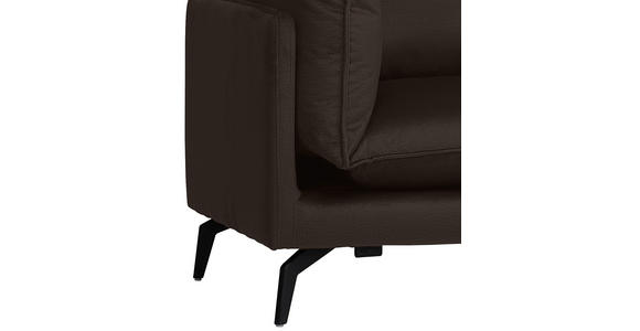 ECKSOFA in Samt Dunkelbraun  - Dunkelbraun/Schwarz, Design, Textil/Metall (241/200cm) - Carryhome