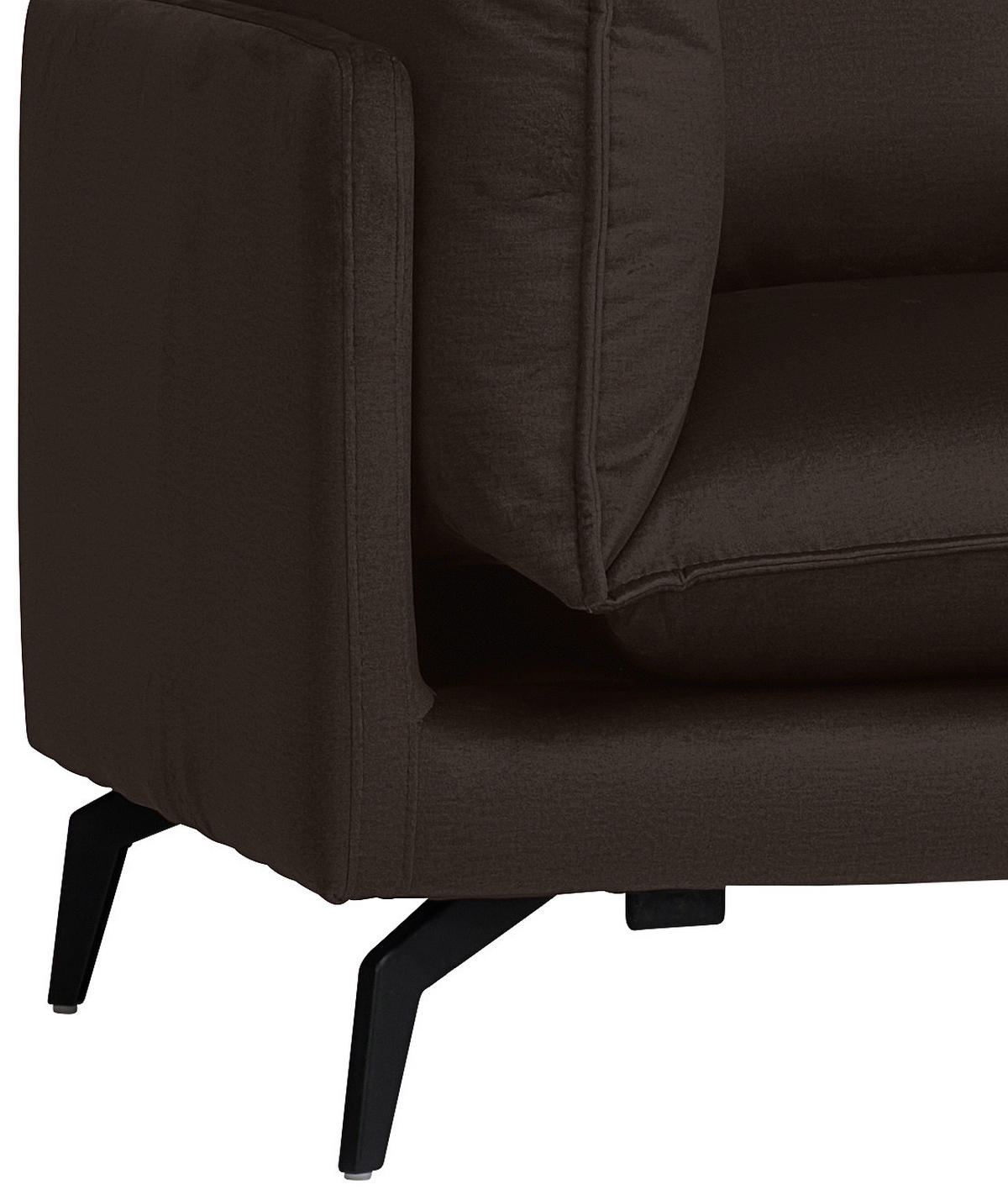 ECKSOFA in Samt Dunkelbraun  241/200 cm  - Dunkelbraun/Schwarz, Design, Textil/Metall (241/200cm) - Carryhome