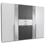 KLEIDERSCHRANK  in Graphitfarben, Weiß  - Alufarben/Graphitfarben, KONVENTIONELL, Glas/Holzwerkstoff (270/208/58cm) - Carryhome