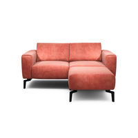 Zweisitzer inkl. Hocker Samt Rosa  - Schwarz/Rosa, Design, Textil/Metall (180/86/86-94cm) - SENSOO