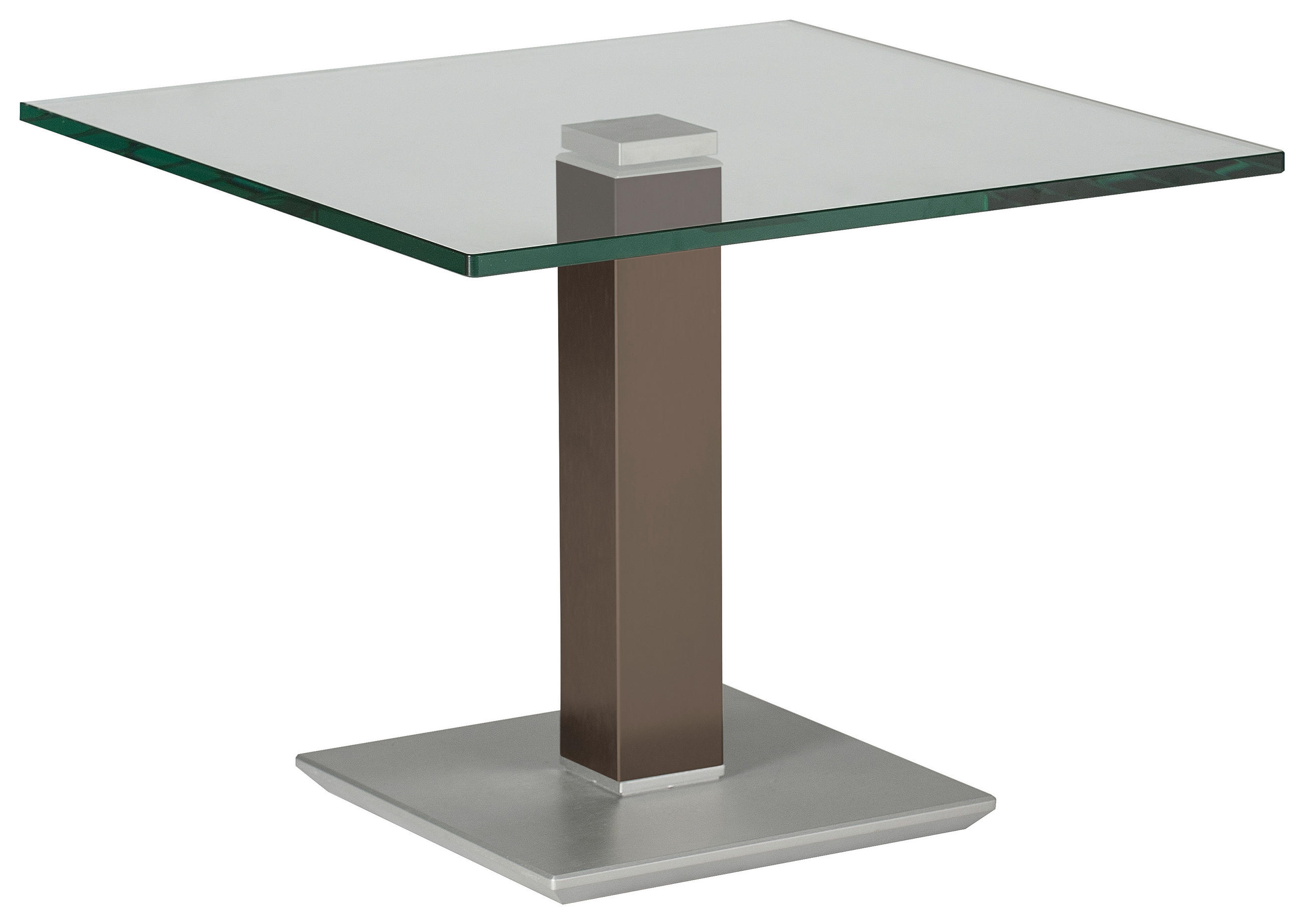 BEISTELLTISCH in Metall, Glas 60/60/46-65 cm  - Edelstahlfarben/Beige, Design, Glas/Kunststoff (60/60/46-65cm)