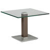 BEISTELLTISCH 60/60/46-65 cm Grau, Edelstahlfarben, Beige quadratisch  - Edelstahlfarben/Beige, Design, Glas/Kunststoff (60/60/46-65cm)