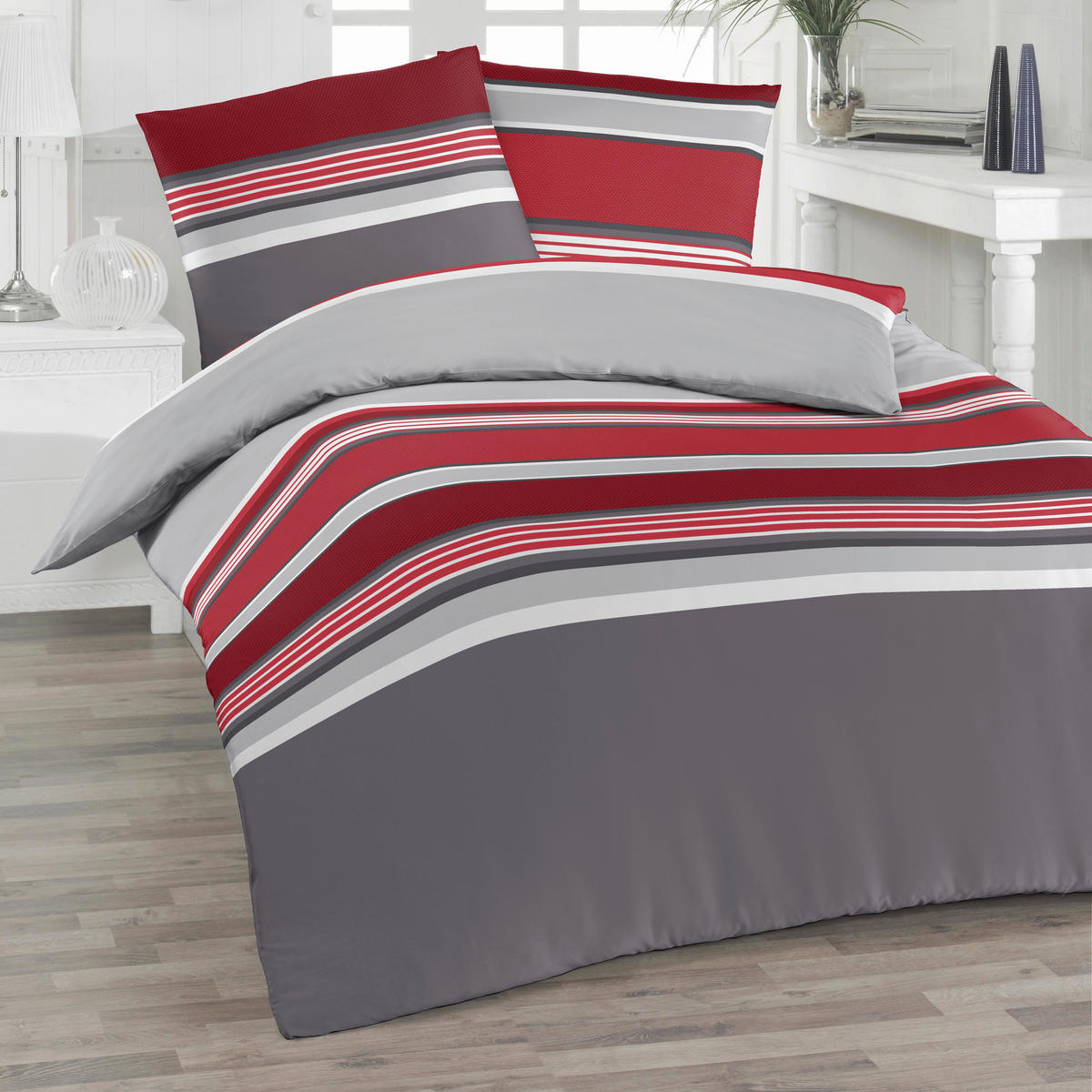 BETTWÄSCHE 2-teilig Satin 135/200 cm  - Rot, Basics, Textil (135/200cm) - Florella
