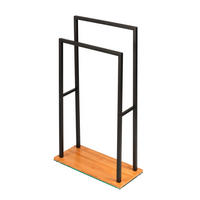 HANDTUCHSTÄNDER 46/80/20 cm  - Schwarz/Naturfarben, Konventionell, Holz/Metall (46/80/20cm) - Wenko