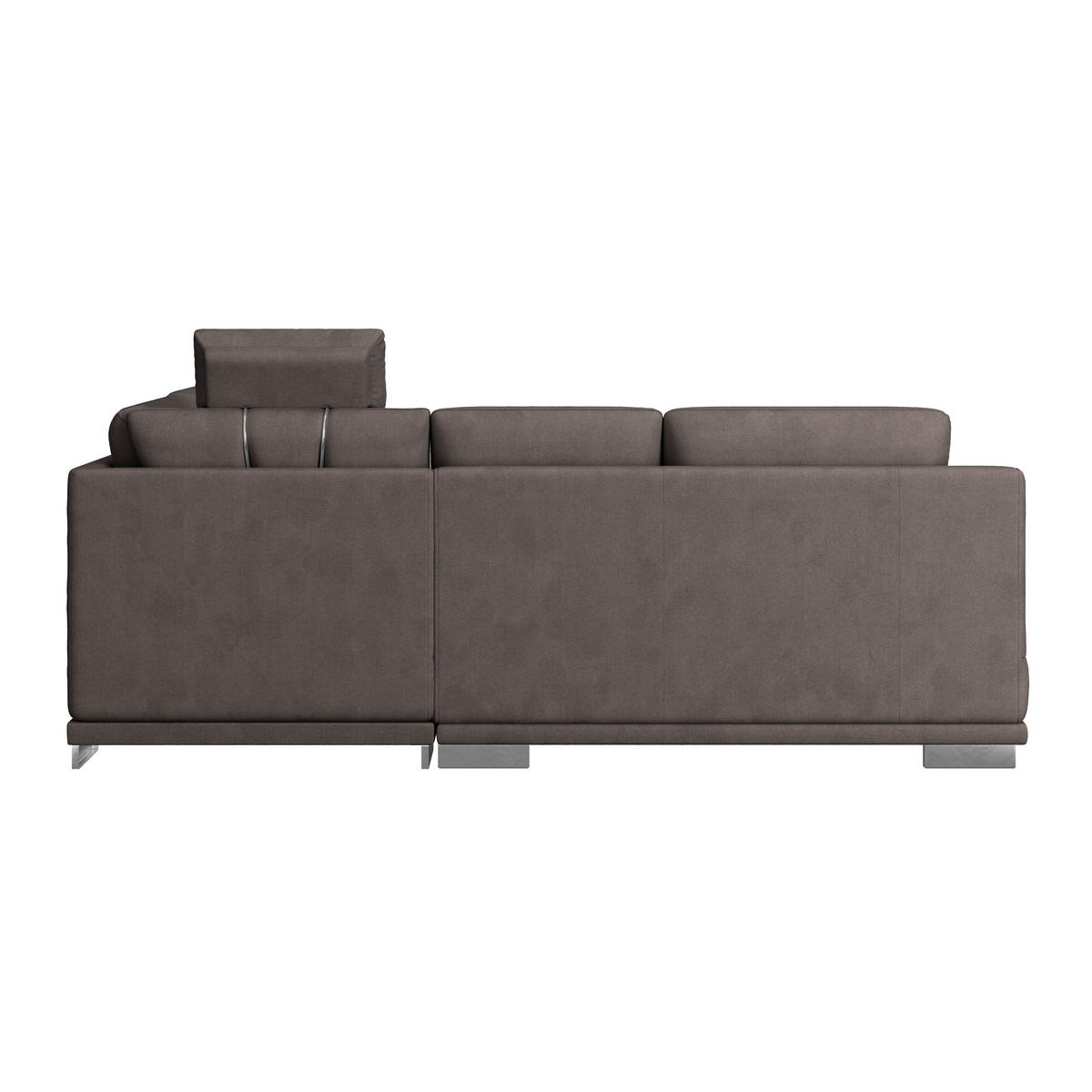 WOHNLANDSCHAFT Braun Velours  - Chromfarben/Braun, KONVENTIONELL, Textil/Metall (264/217cm) - MID.YOU