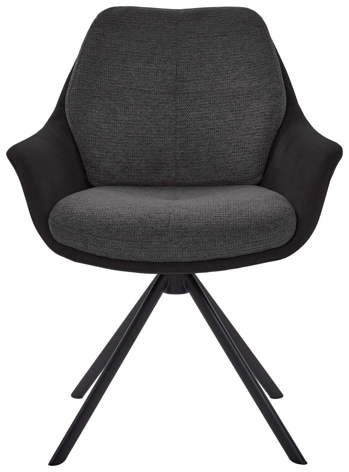 ARMLEHNSTUHL  in Eisen Webstoff, Mikrofaser  - Graphitfarben/Schwarz, Design, Textil/Metall (62/83,5/65cm) - Valnatura