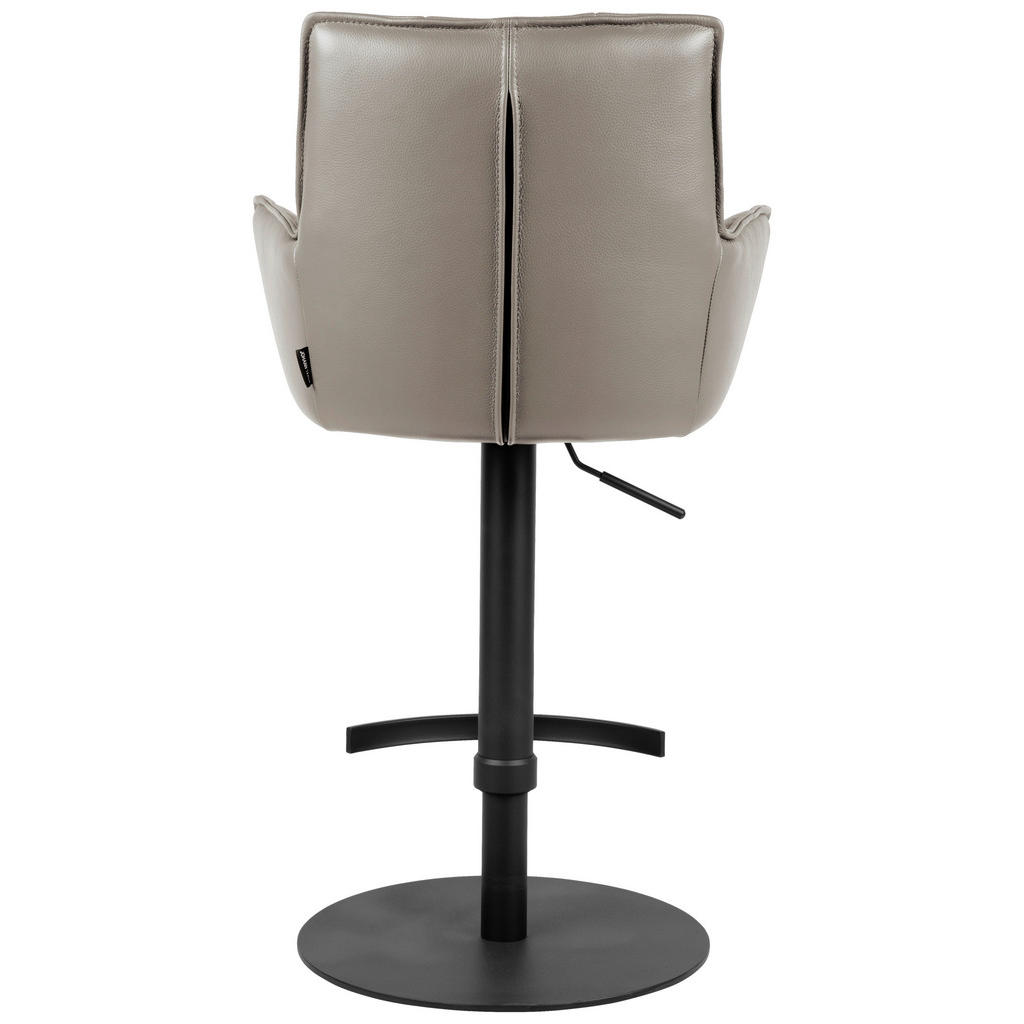 Thumbnail - Novel Barhocker, Schwarz, Taupe, Metall, Leder, Echtleder, Rindleder, rund, 56x89.5~115x56 cm, Sitzfläche 360° drehbar, ...