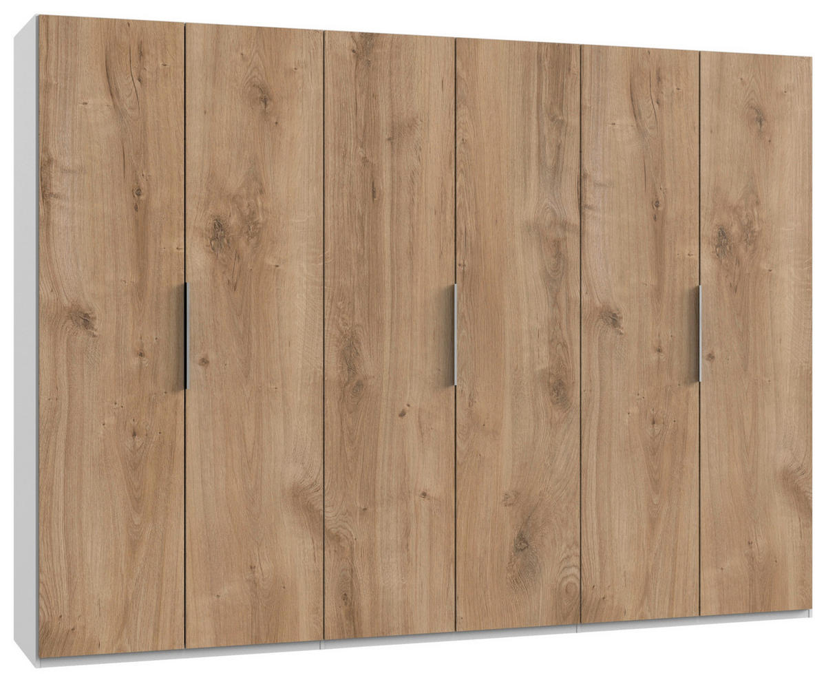 DREHTÜRENSCHRANK  in Weiß, Eichefarben  - Chromfarben/Eichefarben, MODERN, Holzwerkstoff (300/216/58cm) - MID.YOU