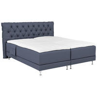 BOXSPRINGBETT 180/200 cm,  in Blaugrau, Matratze, Topper, motorische Verstellbarkeit, Fernbedienung, H4 + H4 = sehr fest  - Blau/Silberfarben, Basics, Holzwerkstoff/Textil (180/200cm) - Welnova