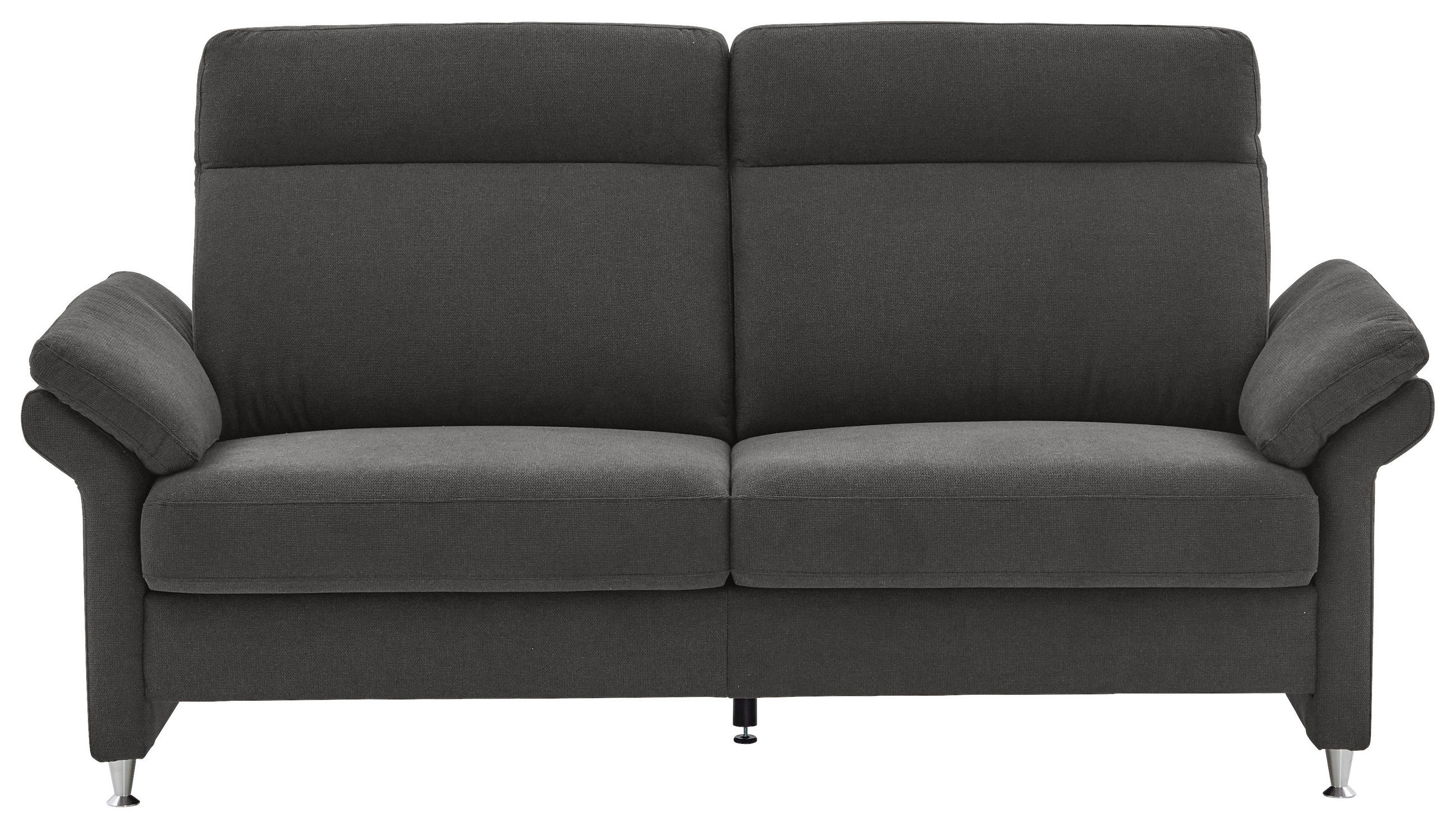 3-SITZER-SOFA Flachgewebe Anthrazit  - Anthrazit/Alufarben, MODERN, Textil/Metall (196/103/89cm) - Pure Home Comfort