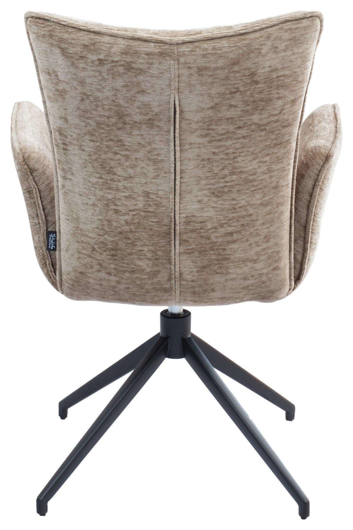 ARMLEHNSTUHL  Wippfunktion, Sitzfläche 360° drehbar Webstoff  - Schwarz/Braun, Design, Textil/Metall (62/92/66cm) - Stylife