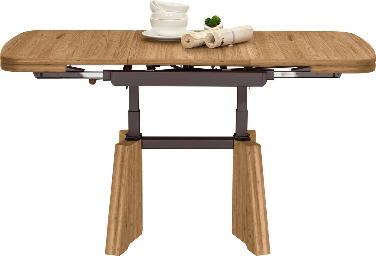 COUCHTISCH in Metall, Holzwerkstoff 90-131/65/54-73 cm  - Eichefarben, Konventionell, Holzwerkstoff/Metall (90-131/65/54-73cm) - Venda