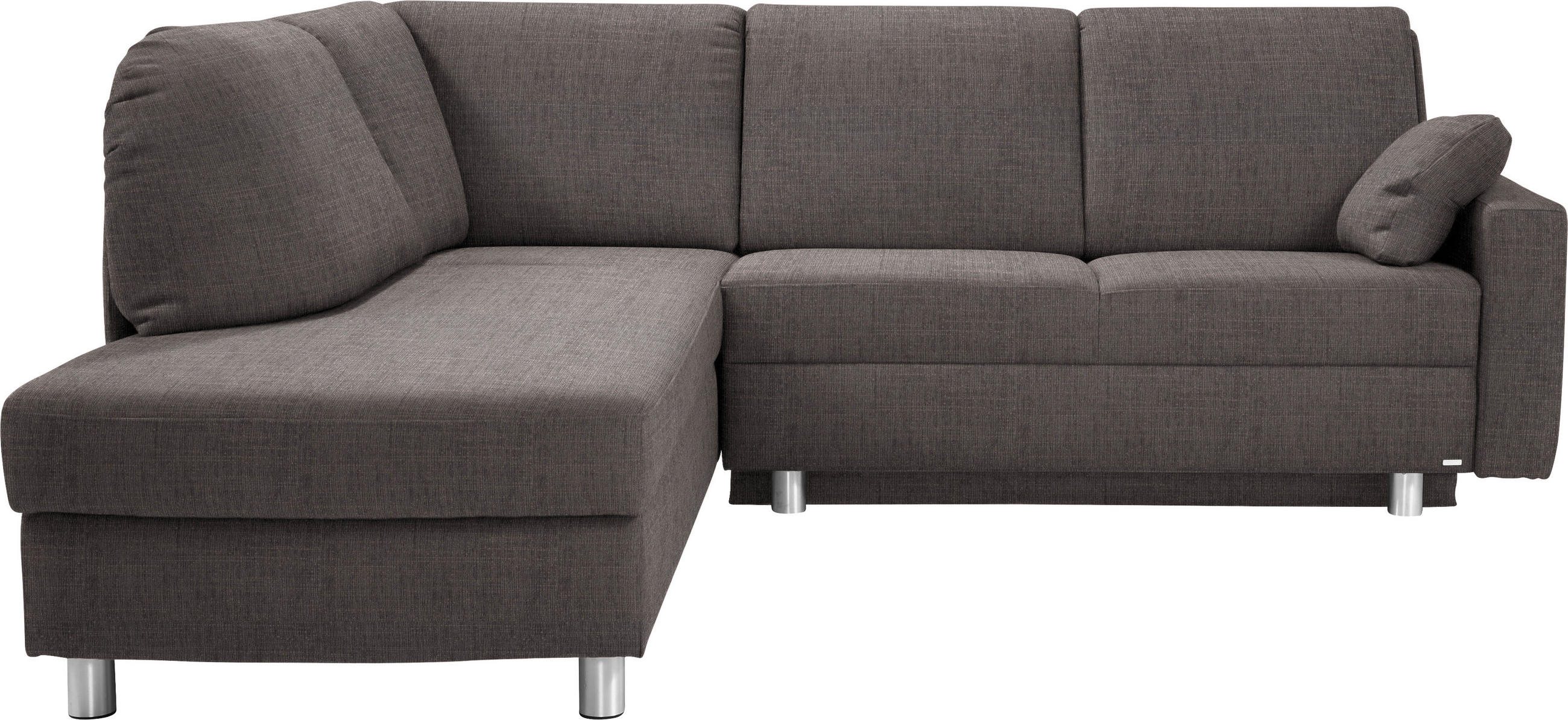 ECKSOFA 208/227 cm  in Chenille Grau Zierkissen, Armlehnenkissen  208/227 cm  - Alufarben/Grau, KONVENTIONELL, Textil/Metall (208/227cm) - Sedda